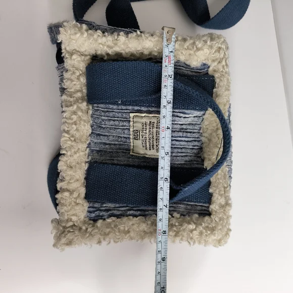 UO BDG Serena Retro Sherpa Fleece Penny Lane Vintage Denim Style Mini Tote Bag - Picture 6 of 10